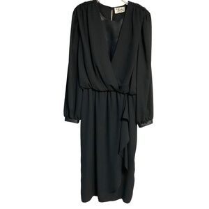 Vintage classic black dress.  Chiffon and silk.  Size 20.  Silk bodice /cuffs.